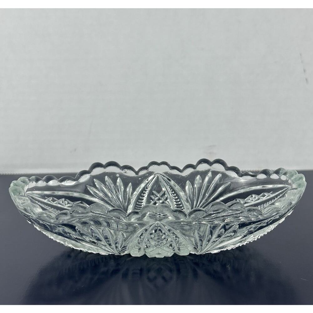 Brilliant Cut Pressed Glass Crystal Condiment Serving Dish Veggies, relish, nuts
